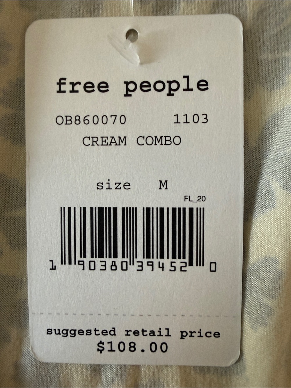 Free People Floral Faux Wrap Dress - Cream with Navy Flowers - Picture 2 of 2